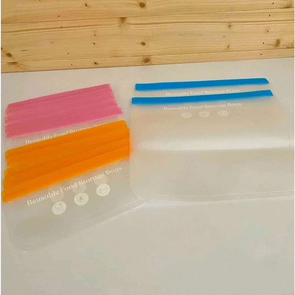 NEW Frosted with Accent Color 12 each Reusable Food Storage Bags